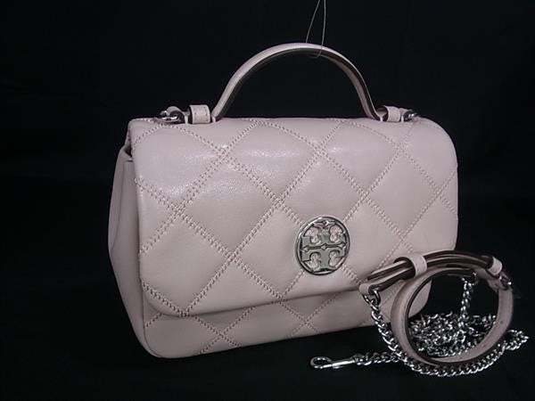 TORY BURCH トリーバーチ ハンドバッグ ウィラ ミニ トップハンドル ピンク系 レザー レディース キルティング 超美品