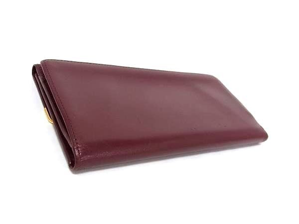 Cartier カルティエ 長財布 マストライン L3000002 ボルドー系 カーフレザー レディース がま口 三つ折り 美品