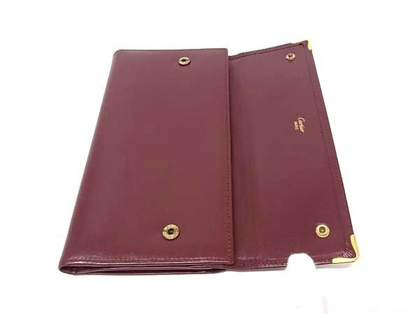 Cartier カルティエ 長財布 マストライン L3000002 ボルドー系 カーフレザー レディース がま口 三つ折り 美品