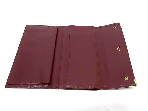 Cartier カルティエ 長財布 マストライン L3000002 ボルドー系 カーフレザー レディース がま口 三つ折り 美品
