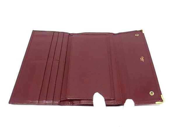 Cartier カルティエ 長財布 マストライン L3000002 ボルドー系 カーフレザー レディース がま口 三つ折り 美品