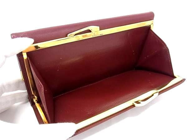 Cartier カルティエ 長財布 マストライン L3000002 ボルドー系 カーフレザー レディース がま口 三つ折り 美品
