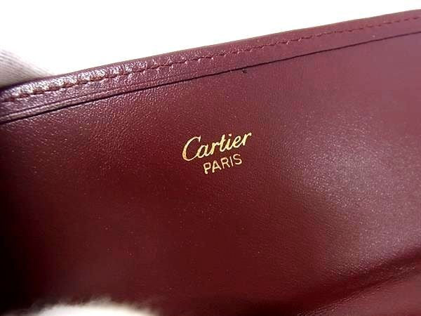 Cartier カルティエ 長財布 マストライン L3000002 ボルドー系 カーフレザー レディース がま口 三つ折り 美品