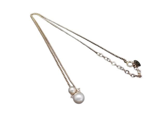 Christian Dior ディオール ネックレス ゴールド系 メタル フェイクパール ラインストーン レディース 超美品