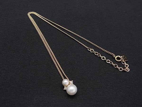 Christian Dior ディオール ネックレス ゴールド系 メタル フェイクパール ラインストーン レディース 超美品