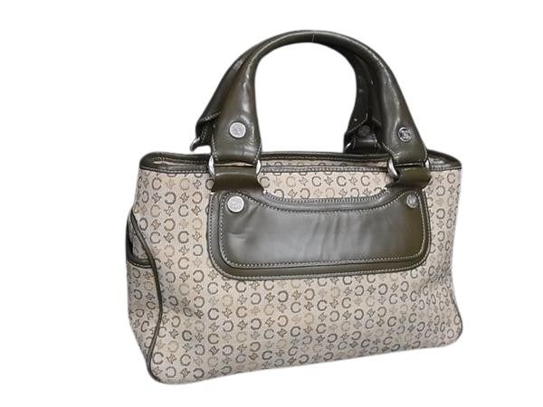 CELINE セリーヌ ハンドバッグ Cマカダム ブギーバッグ ベージュ系 カーキ マルチカラー キャンバス レザー レディース 美品