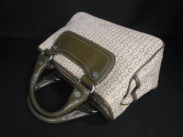 CELINE セリーヌ ハンドバッグ Cマカダム ブギーバッグ ベージュ系 カーキ マルチカラー キャンバス レザー レディース 美品
