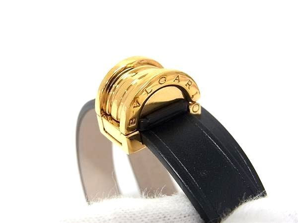 BVLGARI ブルガリ ブレスレット ビーゼロワン 2重 ブレス ブラック系 レザー レディース ゴールド金具 超美品