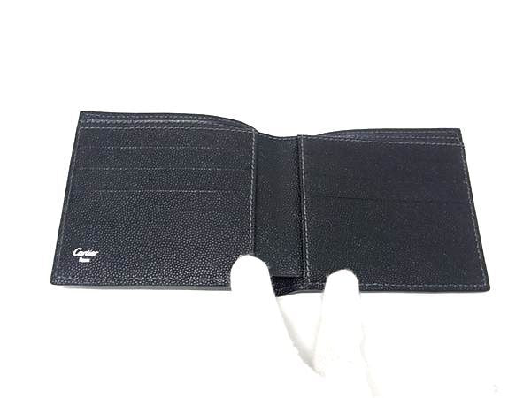 Cartier カルティエ 二つ折り財布 サントス ドゥ カルティエ L3000773 ブラック系 レザー メンズ 札入れ 美品