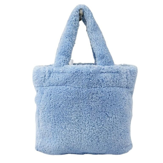PRADA プラダ ハンドバッグ シアリング ミニトート 1BG447 ブルー系 パイル レディース 2WAY ショルダーバッグ シルバー金具 美品