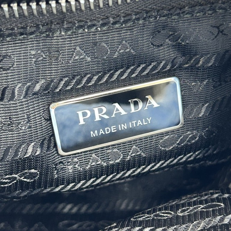 PRADA プラダ ハンドバッグ シアリング ミニトート 1BG447 ブルー系 パイル レディース 2WAY ショルダーバッグ シルバー金具 美品