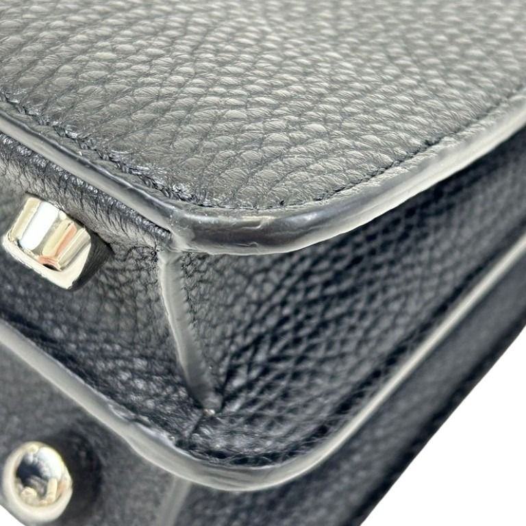 FENDI フェンディ ハンドバッグ セレリア ピーカブー アイシーユー スモール 7VA530 ブラック系 レザー ユニセックス 2WAY ショルダーバッグ シルバー金具 美品