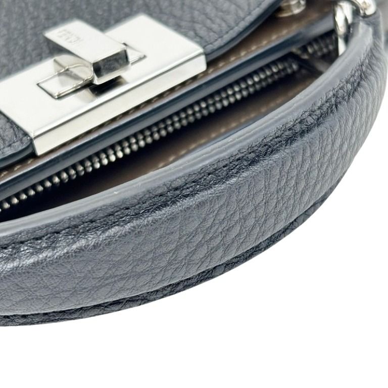 FENDI フェンディ ハンドバッグ セレリア ピーカブー アイシーユー スモール 7VA530 ブラック系 レザー ユニセックス 2WAY ショルダーバッグ シルバー金具 美品