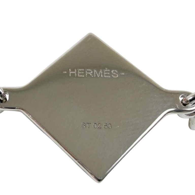 HERMES エルメス ネックレス メドールXO ブラック ブラウン シルバー系 バッファローホーン メタル レディース 美品