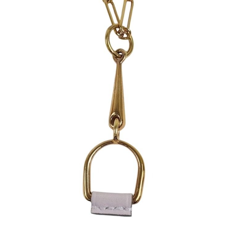 HERMES エルメス ネックレス エリタージュ エスケトル PM モーヴペール ピンクゴールド系 メタル レザー レディース 美品