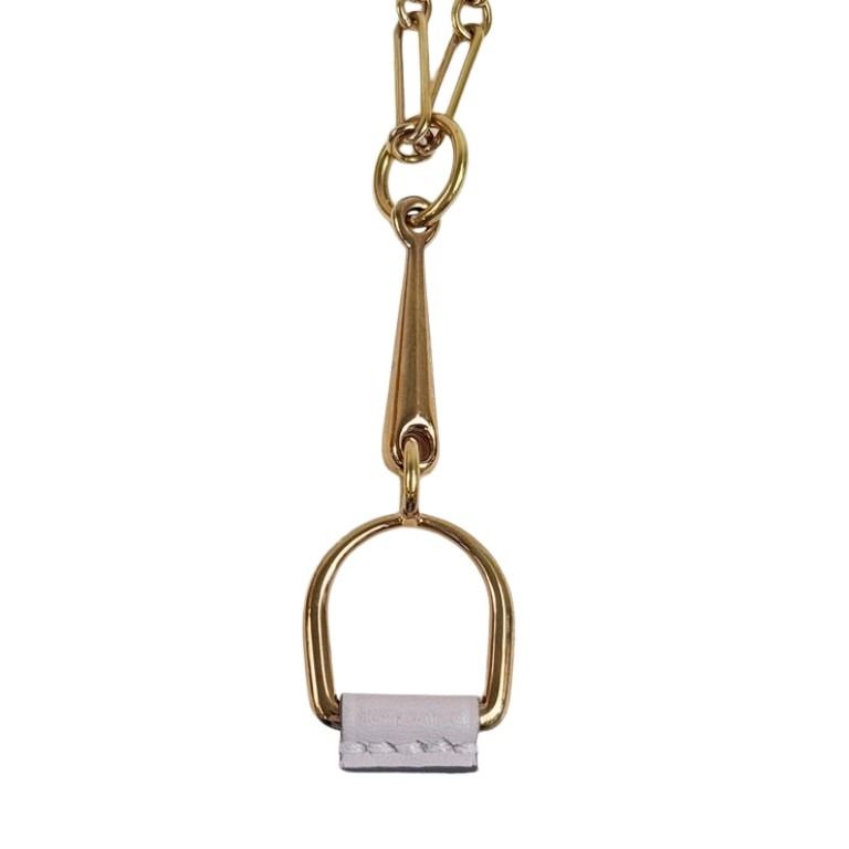HERMES エルメス ネックレス エリタージュ エスケトル PM モーヴペール ピンクゴールド系 メタル レザー レディース 美品