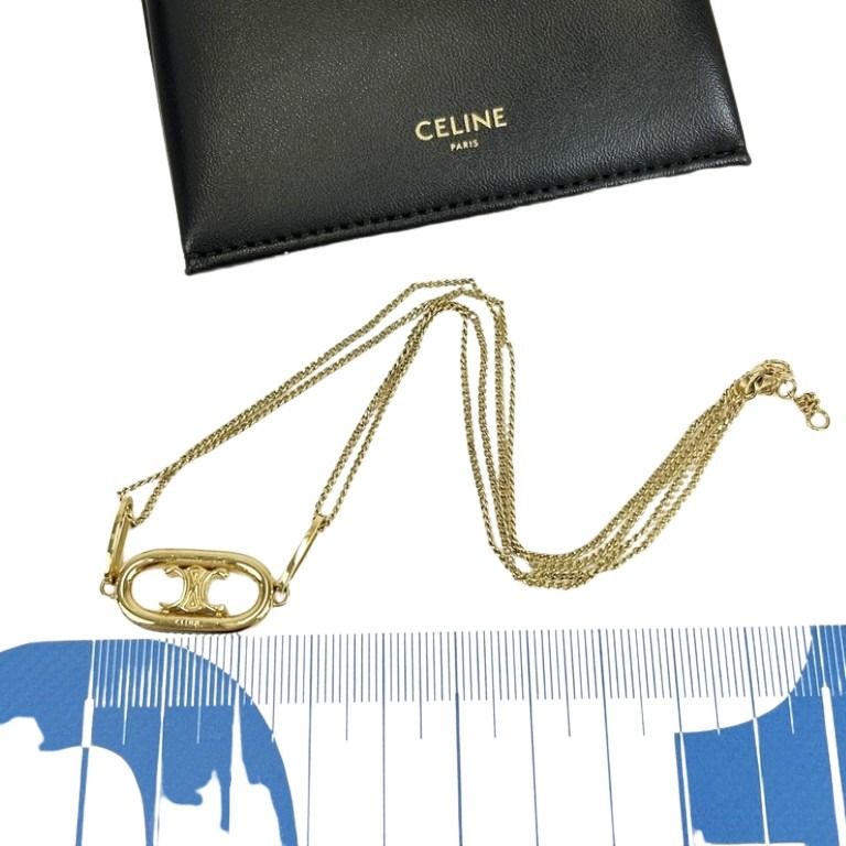 CELINE セリーヌ ネックレス トリオンフ 46S896BRA ゴールド系 メタル レディース 美品