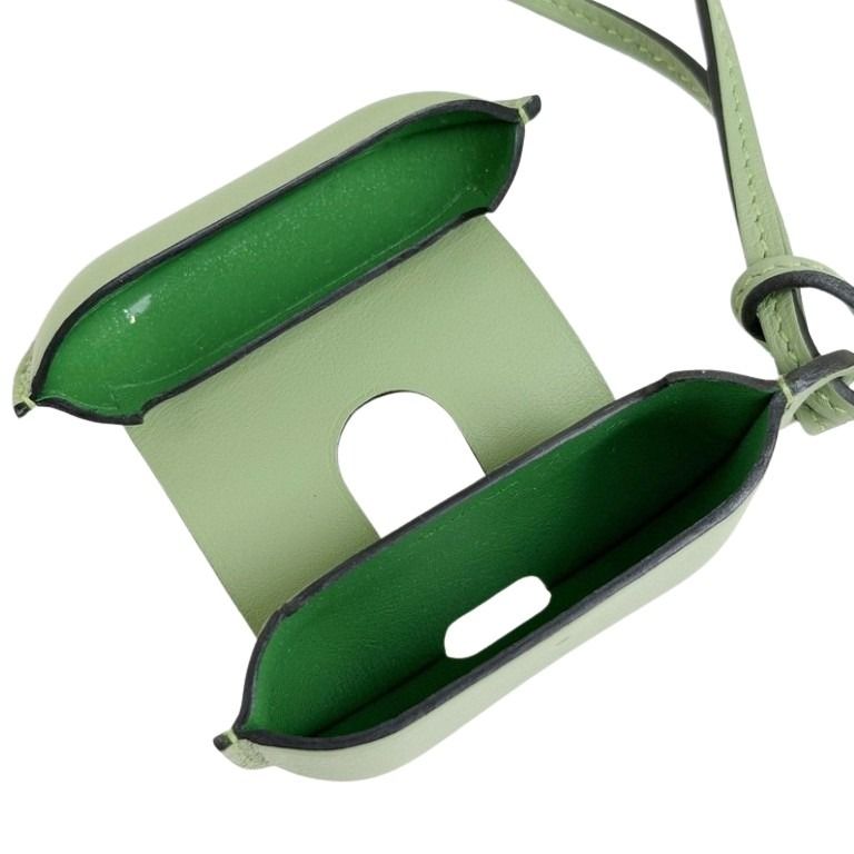 HERMES エルメス イヤホンケース Air Pods Pro 2 用ケース グリーン系 スイフト ユニセックス 超美品