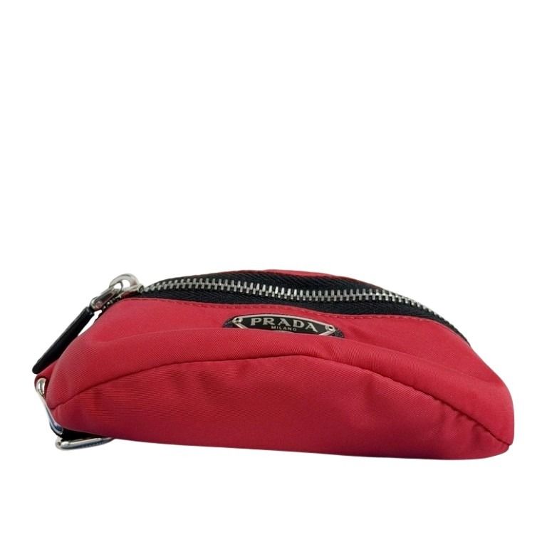 PRADA プラダ ポーチ Re-Nylon アームポーチ 2TT095 レッド ブラック系 テスートナイロン ユニセックス トライアングルロゴ シルバー金具 超美品