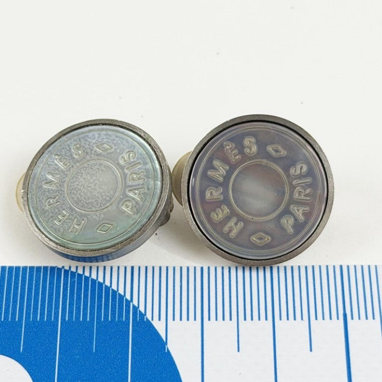 HERMES エルメス イヤリング セリエ シルバー系 シェル メタル レディース 美品