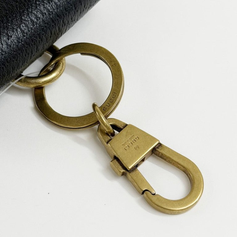 GUCCI グッチ イヤホンケース GGマーモント AirPodsケース 645117 ブラック系 レザー ユニセックス ゴールド金具 超美品