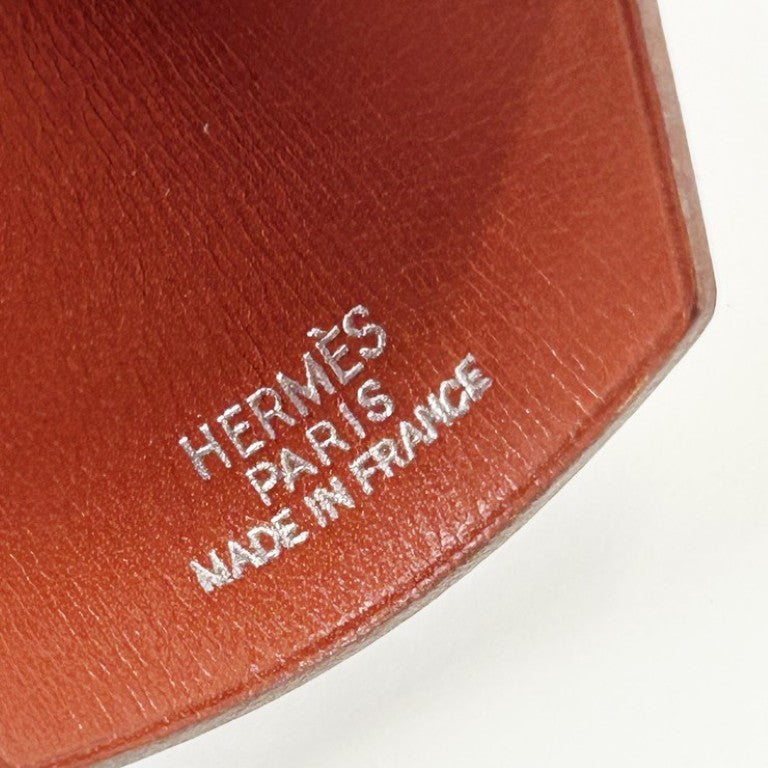 HERMES エルメス バッグチャーム キーフェトゥ ブラウン系 SS×ボックスカーフ ユニセックス クロシェット キーリング ハサミ ナイフ 美品