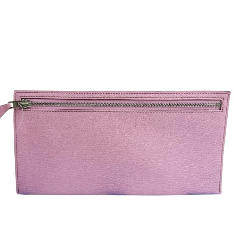 HERMES エルメス ポーチ ジップ ザップ ピンク系 シェーブル レディース シルバー金具 美品