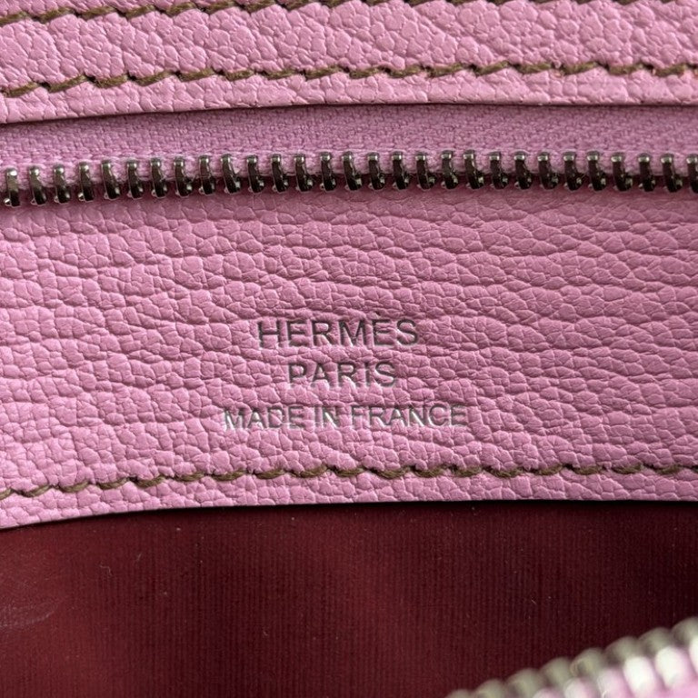 HERMES エルメス ポーチ ジップ ザップ ピンク系 シェーブル レディース シルバー金具 美品