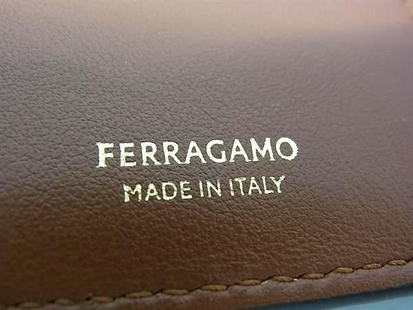 FERRAGAMO フェラガモ 三つ折り財布 ブラック系 レザー レディース 美品