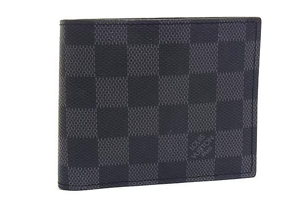 LOUIS VUITTON ルイヴィトン 二つ折り財布 ポルトフォイユマルコNM N63336 ブラック系 ダミエグラフィット メンズ 美品