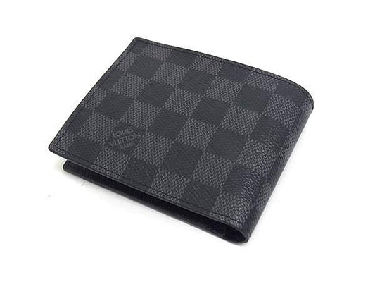 LOUIS VUITTON ルイヴィトン 二つ折り財布 ポルトフォイユマルコNM N63336 ブラック系 ダミエグラフィット メンズ 美品