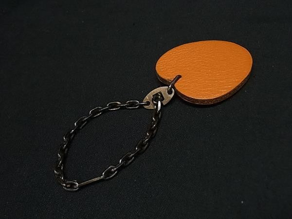 HERMES エルメス キーホルダー ポルトクレ オレンジ系 レザー レディース フルーツ バッグチャーム 美品