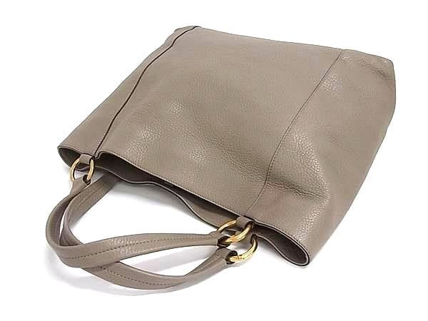 GUCCI グッチ トートバッグ インターロッキングG 309528 グレージュ系 レザー レディース ゴールド金具 美品