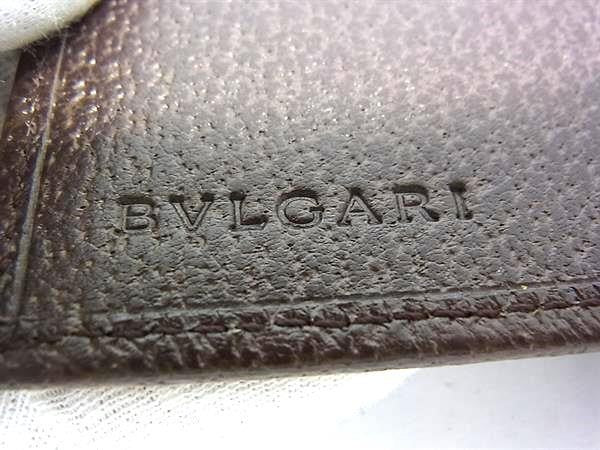 BVLGARI ブルガリ 二つ折り財布 ブルガリブルガリ ブラウン系 レザー ユニセックス シルバー金具 美品
