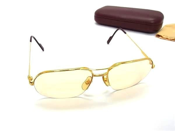 CARTIER カルティエ サングラス ゴールド×ボルドー系×レンズ クリアイエロー系 ユニセックス 美品