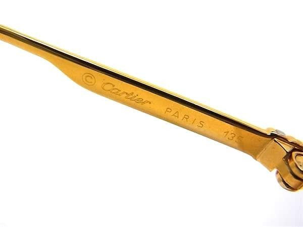 CARTIER カルティエ サングラス ゴールド×ボルドー系×レンズ クリアイエロー系 ユニセックス 美品