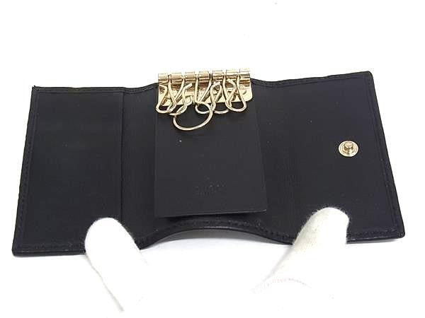 GUCCI グッチ キーケース グッチシマ 138098 ブラック系 レザー ユニセックス 6連 ゴールド金具 美品
