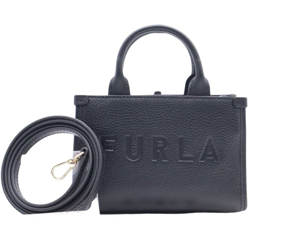 FURLA フルラ ハンドバッグ ニオベ マイクロトートバッグ ブラック系 レザー レディース 2WAY 美品