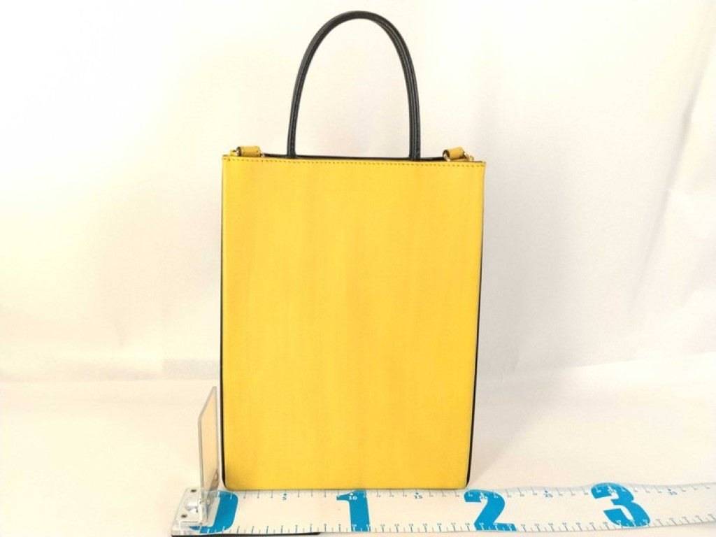 FENDI フェンディ ハンドバッグ スモールショッピングバッグ 7VA512 イエロー系 レザー レディース 2WAY 美品