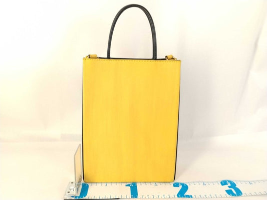 FENDI フェンディ ハンドバッグ スモールショッピングバッグ 7VA512 イエロー系 レザー レディース 2WAY 美品