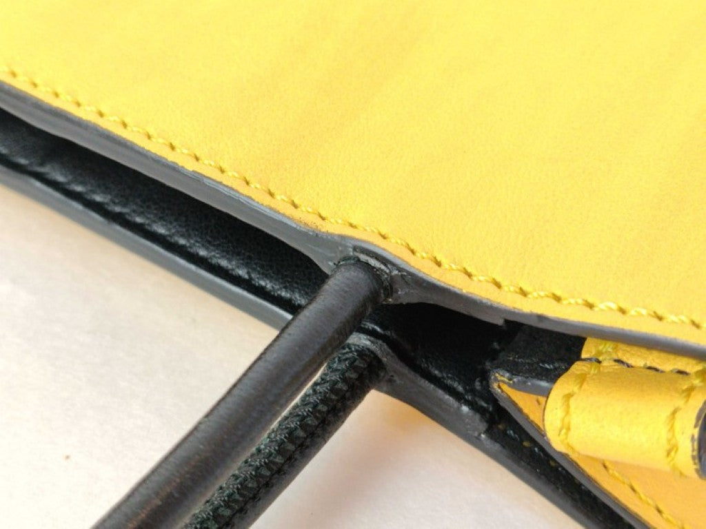 FENDI フェンディ ハンドバッグ スモールショッピングバッグ 7VA512 イエロー系 レザー レディース 2WAY 美品