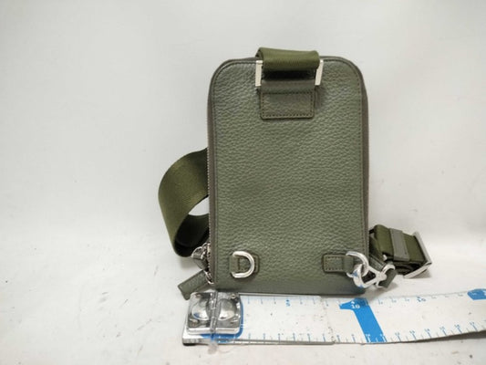PRADA プラダ ショルダーバッグ トライアングルロゴ 2ZH195 カーキ系 レザー ユニセックス スマートフォンケース シルバー金具 美品