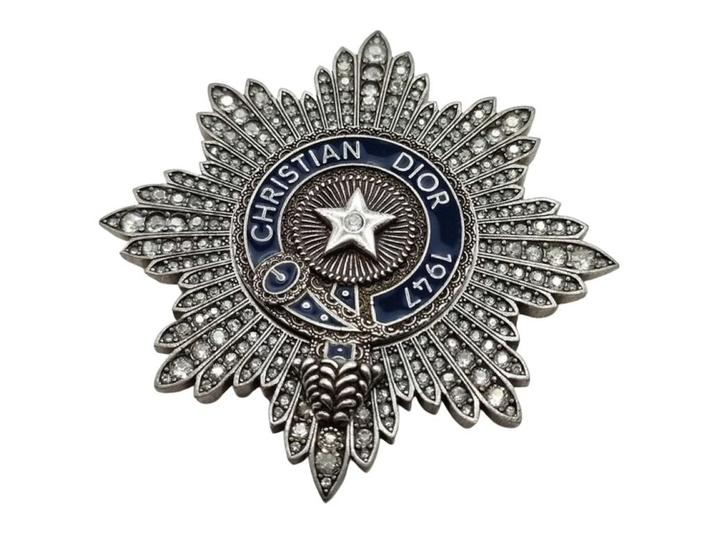 ChristianDior クリスチャンディオール ブローチ 1947 シグネチャー ブローチ BUFFALO STAR シルバー系 メタル メンズ ラインストーン 美品