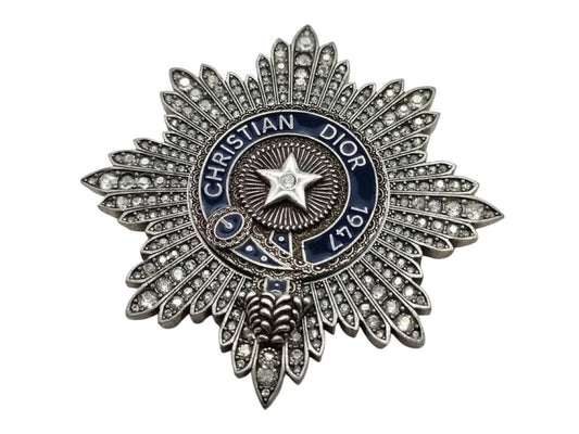 ChristianDior クリスチャンディオール ブローチ 1947 シグネチャー ブローチ BUFFALO STAR シルバー系 メタル メンズ ラインストーン 美品