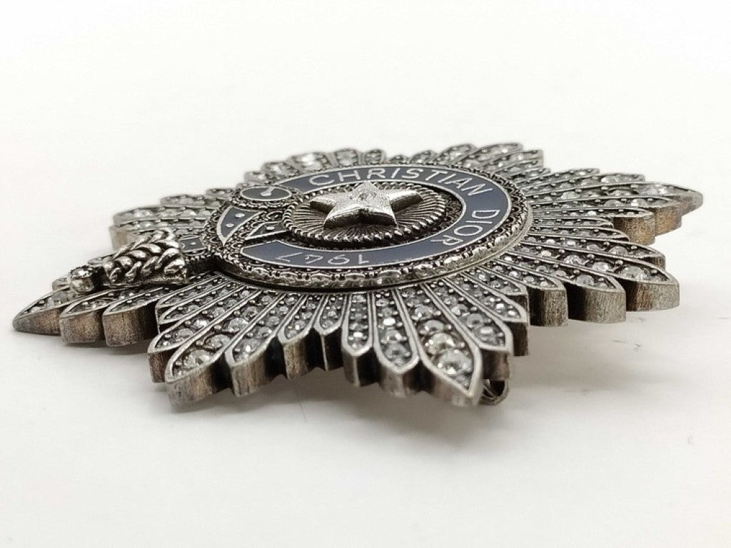 ChristianDior クリスチャンディオール ブローチ 1947 シグネチャー ブローチ BUFFALO STAR シルバー系 メタル メンズ ラインストーン 美品