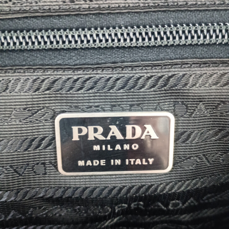 PRADA プラダ リュックサック バックパック V163 ブラック系 ナイロン メンズ シルバー金具 美品