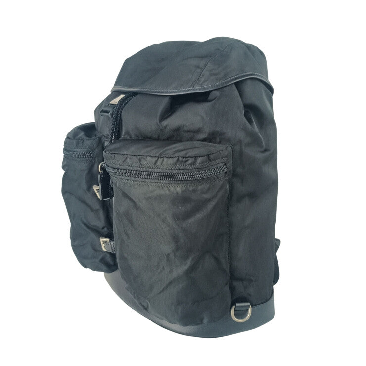 PRADA プラダ リュックサック バックパック V163 ブラック系 ナイロン メンズ シルバー金具 美品