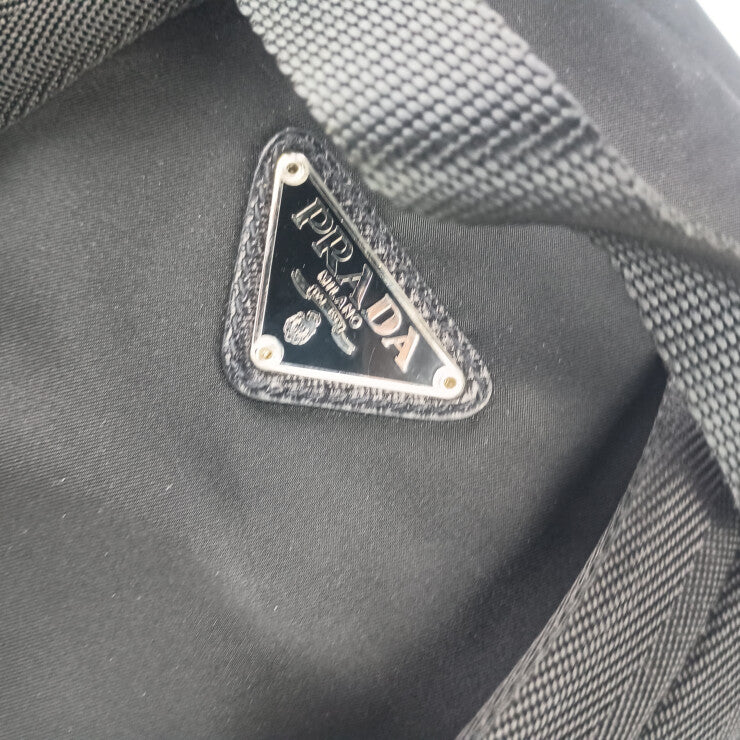 PRADA プラダ リュックサック バックパック V163 ブラック系 ナイロン メンズ シルバー金具 美品