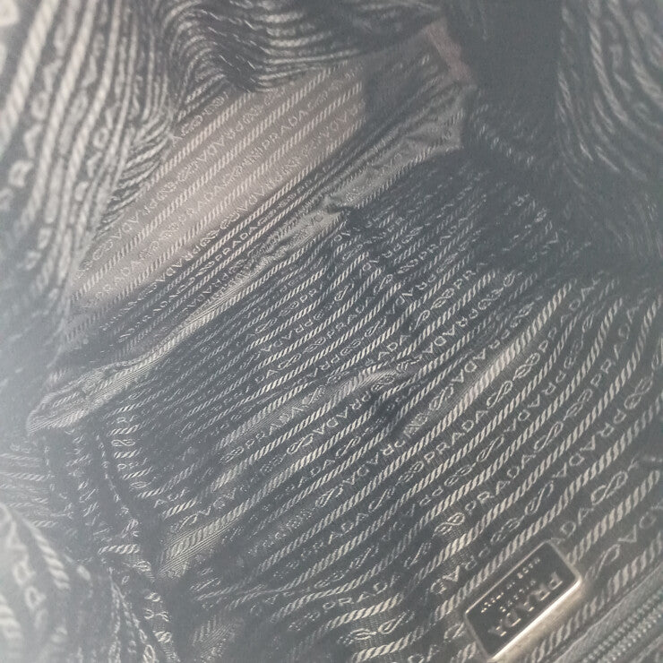 PRADA プラダ リュックサック バックパック V163 ブラック系 ナイロン メンズ シルバー金具 美品