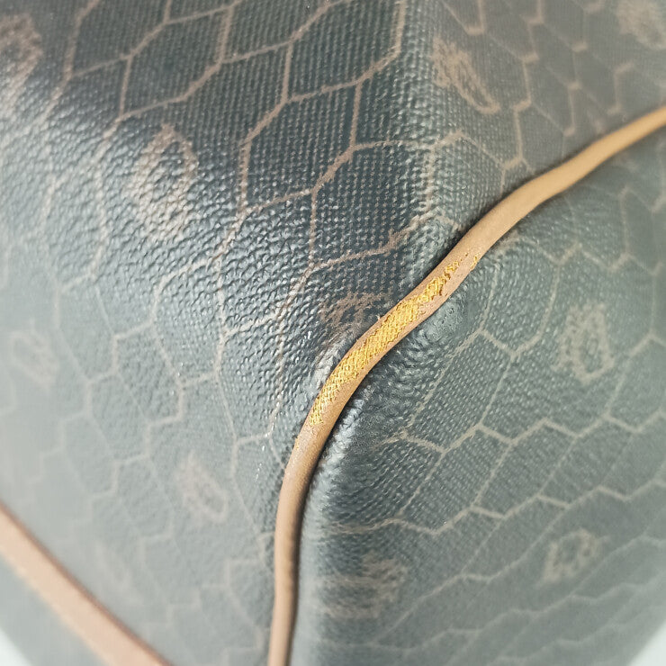 Christian Dior クリスチャン ディオール ボストンバッグ ハニカム ブラウン系 PVC レザー ユニセックス 旅行鞄 ゴールド金具 ヴィンテージ 大容量 美品